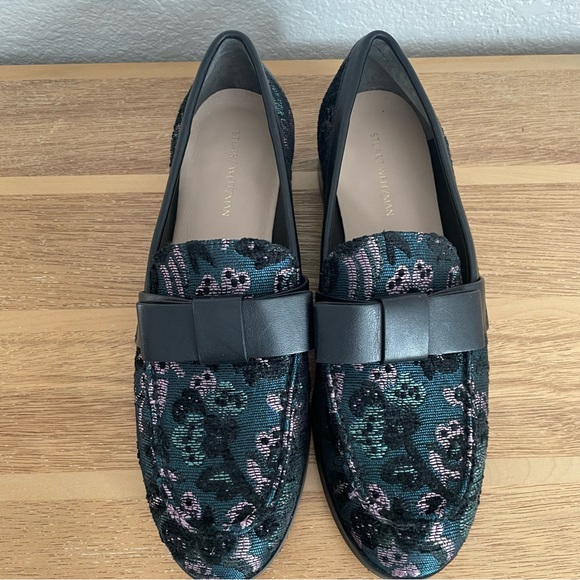 Stuart Weitzman Bowtie Embellished Floral Jacquard Loafers 37 6.5 - Picture 6 of 12